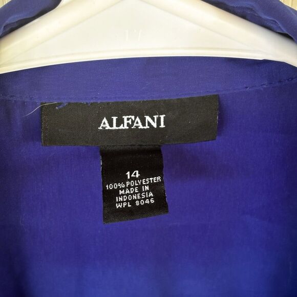 ALFANI Dress Sz 14 Royal Blue Longsleeve Zipper Pockets Casual Party Collared - Picture 6 of 7